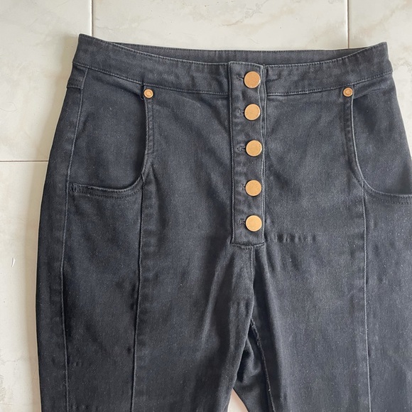 ALICE MCCALL denim frayed ankle flares with button fly, size 10 - Picture 12 of 15